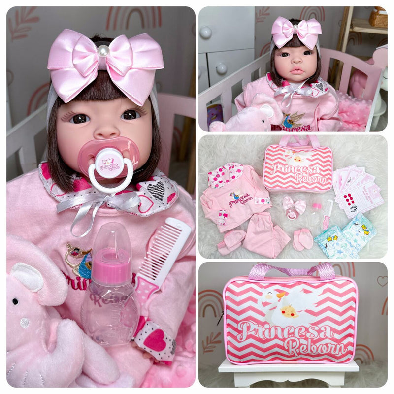 Bebê Reborn Boneca Realista Barata + Itens Com Bolsa